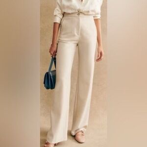 Sezane Martin Trousers Mottled Ecru - Size 10